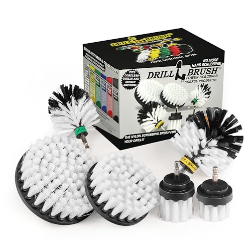 Drill Brush – Ultimate Car Wash Kit - Cleaning Supplies – Car Carpet - Truck Accessories - Wheel Brush - Motorcycle Accessories - Car Mats - Spin Brush - Interior Leather, Vinyl, Upholstery, Fabric - color: White