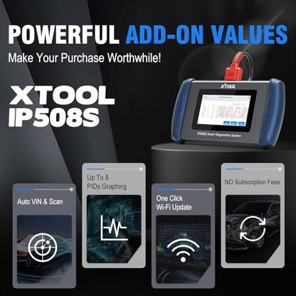 OBD2 Scanner Diagnostic Tool XTOOL IP508S: Code Reader for Cars & Trucks with 15 Resets, Crank Sensor Relearn, ABS Bleed, CAN FD for GM, Engine, ABS, SRS, Transmission Car Diagnostic Tool, Android 10