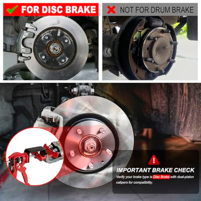 Dual Piston Brake Caliper Compressor, 25750 Brake Caliper Compression Tool for Double Piston Brake Pad Replacement, Disc Brake Pad Separator Tool for Most Cars & Light Trucks