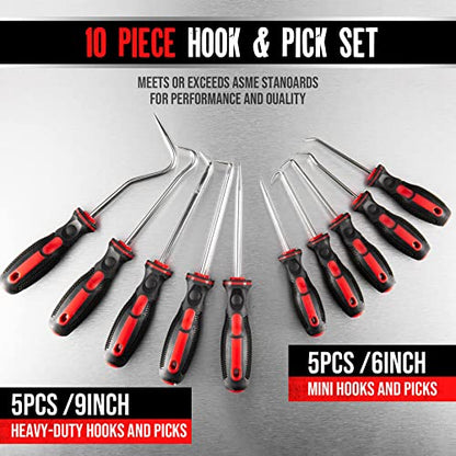AMM 10 Piece Pick and Hook Set, Precision Automotive Pick Tool Set for Car Auto Oil Seal/O-Ring Seal Gasket Pick Mini Hooks Puller Remover Best for Automotive and Electronic Tools, Practical Tool