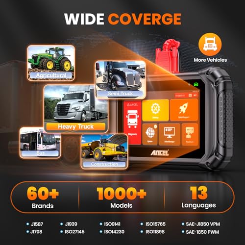 ANCEL V5HD PRO Heavy Duty Truck Scanner, Diesel Diagnostic Tool with DPF Regen & Bi-Directional Control, Full System Scan for Cummins Detroit Caterpillar Volvo Paccar, for Fleets & Truck Owners - style: V5HD PRO