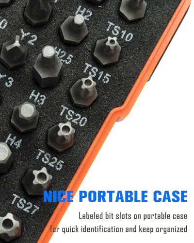 ROTATION 38-Piece 1/4 Bit Driver Screwdriver Bit Set with Portable Case, Chrome Vanadium Steel Multi Torq/Phillips/Torx/Triwing/Hex/Star - style: 38pc