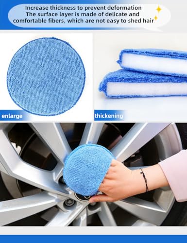 Microfiber Wax Applicator Pads, 6PCS, 5-inch | Finger Pocket, Polishing Foam Pad, Car Cleaning, Fine Polishing