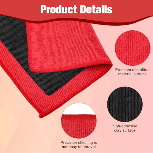 1 Pack Clay Towel 12 x 12 Inch, Red Clay Bar Towel for Detailing | Clay Decontamination Towel for Car Paint, Reusable Synthetic Clay Bar Towel for Smooth Washing - color: Red