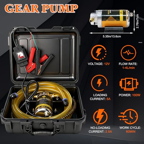 12V 100W Oil Transfer Pump Set, Fast 1-4L/min Flow for Gear, Transmission, Lubricating Oil Changes, Mess-Free Fluid Transfer Pump, Electric Transfer Pump for Cars, Trucks, Boats, Lawnmowers - color: SET 02
