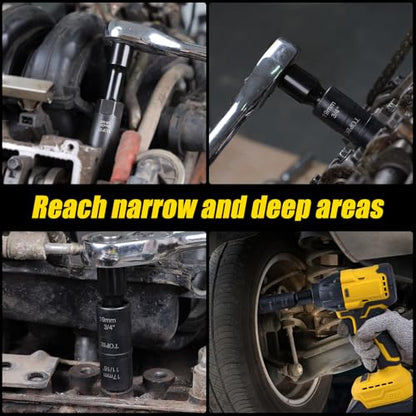 Topec 2-IN-1 Lug Nut Extractor with Extension Bar, 1/2" Drive Lug Nut Removal Tool, Flip Wheel Lock Remover Socket Kit for Damaged, Stripped and Rounded Bolts, Nuts (21mm x 22mm)