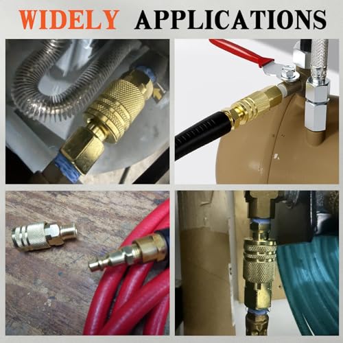 48 Pieces 1/4-Inch NPT Air Hose Fittings and Coupler Kit Copper-Plated with 360° Swivel, Quick Connect, Plugs and Adapters, Full Accessories for Air Compressor and Automotive Repair