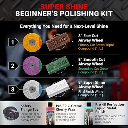 Zephyr - Super Shine Beginner's Aluminum Polishing Kit - Metal Polishing Kit Made for Fuel Tanks, Aluminum Wheels, Peterbilt Steps, & More - size: Super Shine Intro Kit