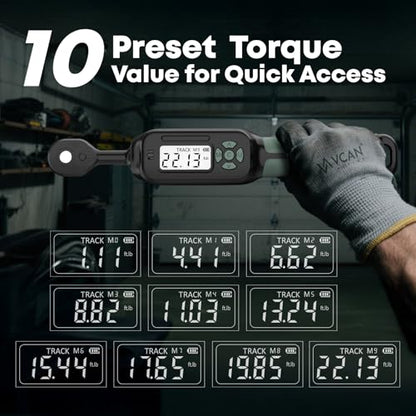 1/4 Torque Wrench Digital(1.1-22.2Ft.Lb) ±1% Average test accuracy Digital Torque Wrench 1/4 Drive with Buzzer and LED Flash Track Mode Torque Wrench Set with Bits & Sockets for Bike Moto Gunsmithing - size: 1/4" 1.1-22.2Ft.Lb Digital Torque Wrench Set