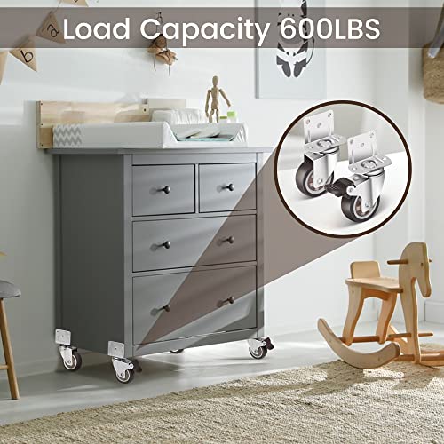 Nefish Side Mount Casters 2 Inch L-Shaped Small Rubber Caster Set of 4, Ball Bearing 360 Degree Plate Swivel Castors Wheel 600 LBS, Casters Wheels for Furniture, Baby Bed, Kitchen, Cabinet, Table - style: 2 Inch L-shape Casters