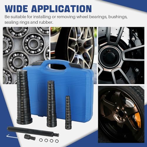 DASBET 52 in 1 Custom Bushing Driver Tool Set | Transmission Bushing Driver Removal Set Wheel Axle Bearing Race and Seal Installer Tool Kit Custom Bushing Bearing & Seal Driver Set 18mm-65mm