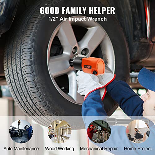VEVOR Air Impact Wrench, 1/2" Drive Air Impact Gun Up to 880ft-lbs Nut-busting Torque, 7500RPM Lightweight Pneumatic Tool for Auto Repairs and Maintenance - size: 1/2-Inch/880 ft-lbs
