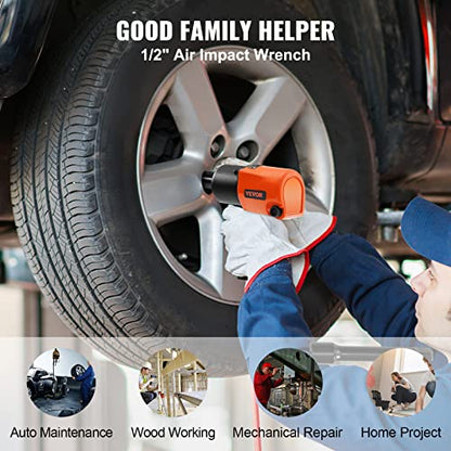 VEVOR Air Impact Wrench, 1/2" Drive Air Impact Gun Up to 880ft-lbs Nut-busting Torque, 7500RPM Lightweight Pneumatic Tool for Auto Repairs and Maintenance - size: 1/2-Inch/880 ft-lbs