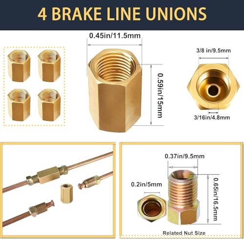 Professional Brake Line Flaring Tool Kit (3/16"-1/2") + 25ft Copper-Coated Steel Line - Double/Single Flare Tool with 16+4 Fittings, Cutter & Case for Automotive/HVAC - size: 3/16-1/2 inch