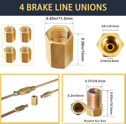 Professional Brake Line Flaring Tool Kit (3/16"-1/2") + 25ft Copper-Coated Steel Line - Double/Single Flare Tool with 16+4 Fittings, Cutter & Case for Automotive/HVAC - size: 3/16-1/2 inch