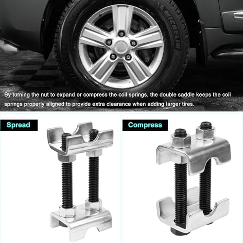 4PCS Coil Spring Spacers, 2-Way Adjustable Spreads or Compresses Coil Spring Spacer Strut Shock Absorber, 1" to 2" Lift or Lower Mini Strut Springs Compressor for Car Truck SUV