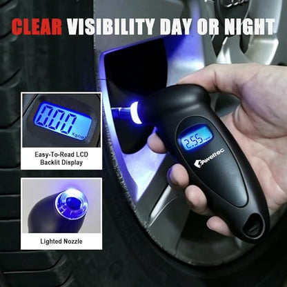 Digital Tire Pressure Gauge,Accurate Cars Air Gauge 150 PSI,Black | 0-150PSI Calibrated,Accurate in 0.1 Increments,4 Measurement Units,Backlight LCD&Nozzle Light,for Everyday Vehicles - color: Black(1PK), size: 1 Pack