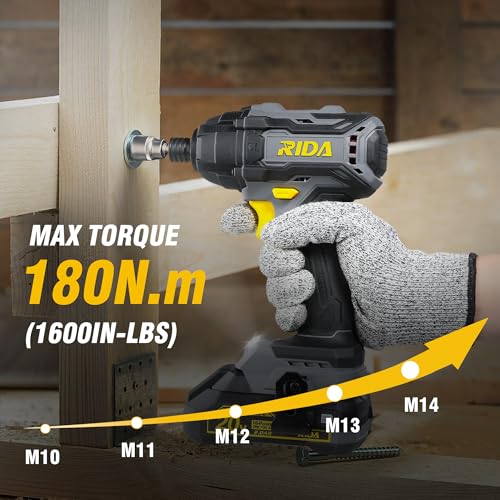 RIDA Cordless Brushless Impact Driver 180N.m, 20V Electric Impact Drill/Driver Set 1/4" All-Metal Hex Chuck,Variable Speed 2.0Ah Battery & Fast Charger, 25 Pcs S2 Bits & Tool Bag for Home DIY Use - style: Cordless Brushless Impact Driver