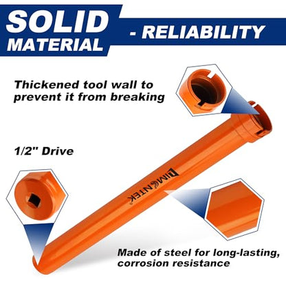 Inner Tie Rod Removal Tool, Master Inner Tie Rod Tool Set with 12 Crowfoot Adapters & 1/2 Inch Drive Tube for Tie Rods Remove & Install - color: Orange