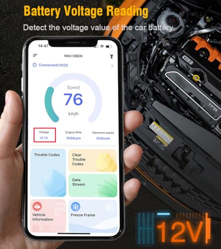 Car OBD2 Scanner Bluetooth for iPhone iOS Android OBDII Diagnostic Scan Tool Code Reader for Error Code Clear Braking Performance Test