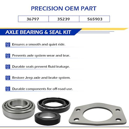 2 PCS Axle Bearing and Seal Kit W/Drum Brake for Jeep Wagoneer, Wrangler, CJ, TJ, XJ, J10, Dana 44 Rear 1997-2006 OEM#35239 36797 565903