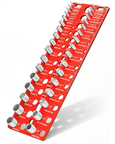 Manalete Thread Checker, 53 Nut and Bolt Thread Checker, Screw Size and Thread Identifier Gauge with 17 Standard & 17 Metric &19 Drill Bit Gauges, Bolt Size Finder for Quickly Identify Thread Sizes - size: 53 Gauges - 17 Inch & 17 Metric &19 Drill Gauges