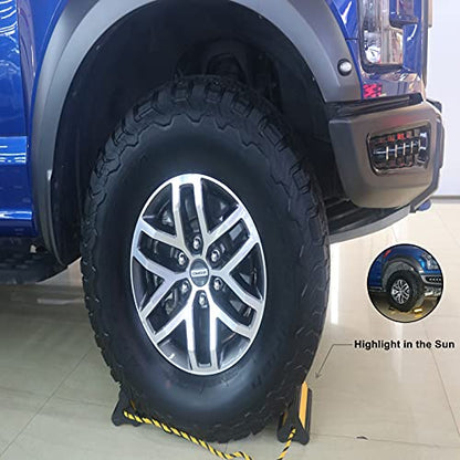 Wheel Chock Heavy Duty Rubber Trailer Wheel Chocks with Yellow Reflective Visibility Tape and Yellow Nylon Rope for Concrete Slopes or Ground Leveling (4 Pack) - color: yellow-4