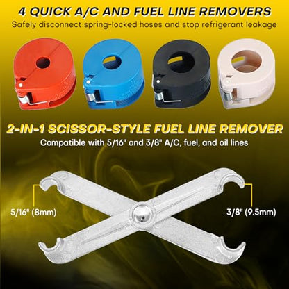 26PCS Fuel Line Disconnect Tool Set | Ac Line Disconnect Tool, Fuel Line Removal Tool, Professional Fuel, A/C, Transmission Line Removal Set with Disconnect Pliers