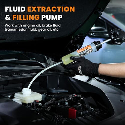 FOUR UNCLES Fluid Transfer Syringe for Engine Oil & Gear Oil 200cc | Cleaner Fluid Service, Precise Transfer Control, Reach Tight Areas, Reusable Garage Tool, DIY Maintenance Essential - size: 200cc