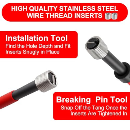Helicoil Metric Thread Repair Insert Kit, M8x1.25mm Rethreading | Thread Repair kit with HSS Drill Bits, Rethreading Inserts Tool Set for Damaged Thread Repairing with Carry Case