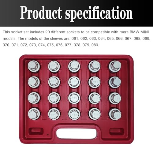 20PCS Wheel Locking Nut Key Kit Compatible with BMW Mini Series | Wheel Lock Nut Socket Adapter Set, Anti-Theft Lug Removal Tool, Anti-Theft Screw Remover, Repair Tool, Tyre Fitting, garage - size: Socket Set
