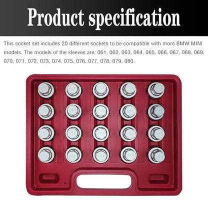 20PCS Wheel Locking Nut Key Kit Compatible with BMW Mini Series | Wheel Lock Nut Socket Adapter Set, Anti-Theft Lug Removal Tool, Anti-Theft Screw Remover, Repair Tool, Tyre Fitting, garage - size: Socket Set