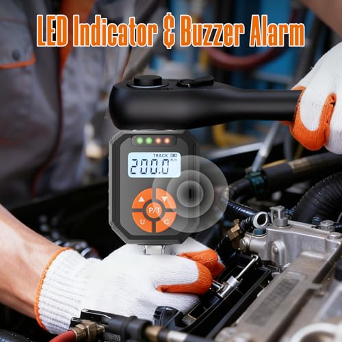 1/2" Digital Torque Wrench Adapter Set, 7.3-147.5 Ft.lb/10-200 N.m Electronic Torque Adapter with Buzzer & LED Indicator for Automotive Motocycle Car Repair
