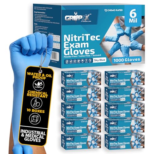 London Labs Heavy Duty 6 Mil Blue Nitrile Gloves Disposable Latex & Powder Free -Extra Stretchy Fentanyl Safe |Medical,First Aid Kit,EMT|Food Safe Rubber Gloves for Cooking & Cleaning|Bulk Pack (1000) - size: XX-Large, style: 1000 Count
