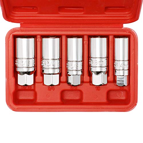 CASOMAN 3/8-Inch Drive Spark Plug Socket Set, 6-Point, 5/8-Inch, 3/4-Inch, 13/16-Inch, 14mm, 18mm, 5-Piece Set - size: 5-Piece Set