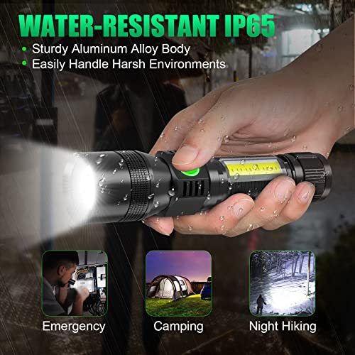 UV Flashlight Black Light, 3-in-1 Magnetic Flashlight Rechargeable, High Lumen Tactical LED Flashlight, 7 Modes Waterproof UV Light for Camping Emergencies Pet Urine Detection - color: 1pack flashlight