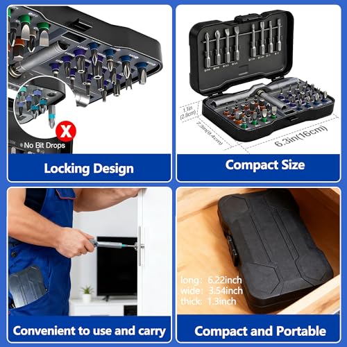 42 in 1 Magnetic Screwdriver Set, DIY Ratchet Screwdriver Set, Multi Bit Magnetic Drive,with Detachable Ratchet Handle and Storage Case, Portable Compact Repair Tool Kit for Furniture Computer Bicycle