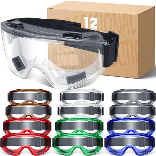 OXG Safety Goggles ANSI Z87.1 Glasses, Anti-Fog Protective Safety Glasses Lab Goggles Men Women Eye Protection Goggles - color: 12p-multicolor