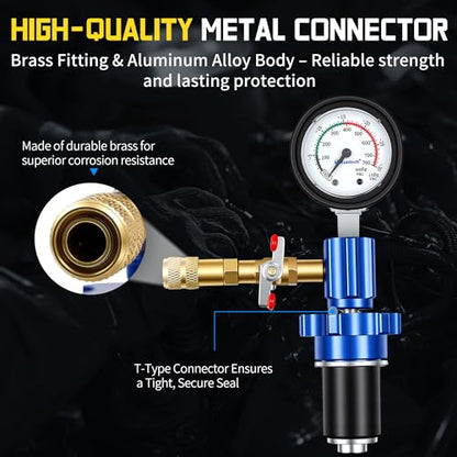 Kuntech Coolant Vacuum Refill Kit, Quick Airlift Coolant Refill Tool, Universal Adapters, Well-Sealed Cooling System Vacuum Purge & Refill Kit with Pressure Gauge for Most Vehicles