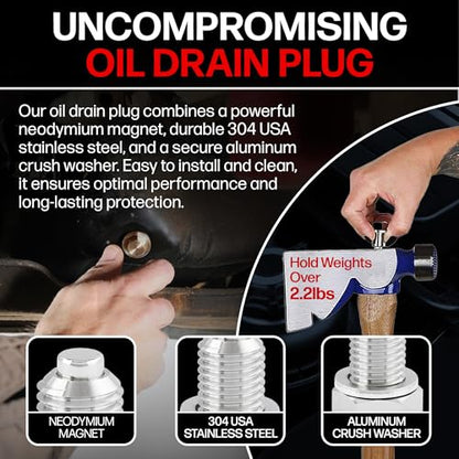 Votex - Made in USA - M12 X 1.5MM Magnetic Engine Oil Drain Plug fits BMW, Mini, Toyota - Stainless Steel - Part Number DP010 - size: M12 X 1.5 Magnetic Drain Plug