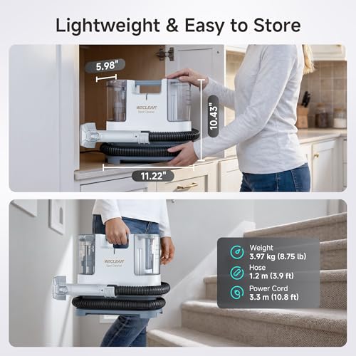 WECLEAN C1 Portable Extractor for Couch and Carpet Cleaner Upholstery Cleaner with Deep Cleaning Solution - color: White