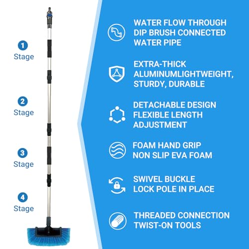 72" Long Handle Car Wash Brush with Hose Attachment, Flow-Through Soft Bristle Five-Sided Brush - style: 72" Car Wash Brush