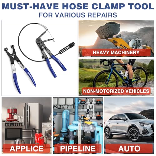 WORKPRO 2-Piece Hose Clamp Pliers Set, 27" Flexible Hose Clamp Plier & Flat Band Hose Pliers Removal Tool for Car Coolant Hose, Water Pipe - style: 2-Piece