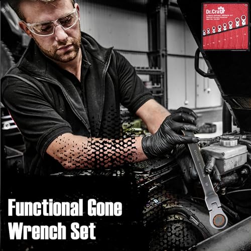 vivicreate 8-Piece Anti-Slip Ratcheting Combination Wrench Set, Metric 6–19mm, 72-Tooth CR-V Steel Wrenches with Roll-Up Organizer for Automotive & DIY Repair