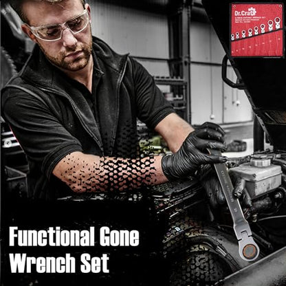 vivicreate 8 Piece Ratcheting Wrench Set, Flexible Ratchet Wrenches Set Metric SAE, Combination Spanner Wrench Set, Chrome Vanadium Steel Gear Wrench Set with Roll Up Pouch for Mechanics