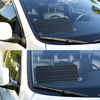 Topsolar 10 Watt 12 Volt Solar Trickle Charger 10W 12V Solar Panel Car Battery Charger Portable Solar Battery Maintainer for Car Motorcycle Boat Marine RV + Cigarette Lighter Plug Alligator Clip - size: 10W