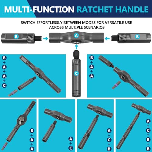 Doaho 24 in 1 Magnetic Ratchet Screwdriver Set,Mini Switchable Screwdriver Set with Detachable Ratchet Handle,Portable Repair Driver for Furniture Computer Bicycle Electronics Home Improvement