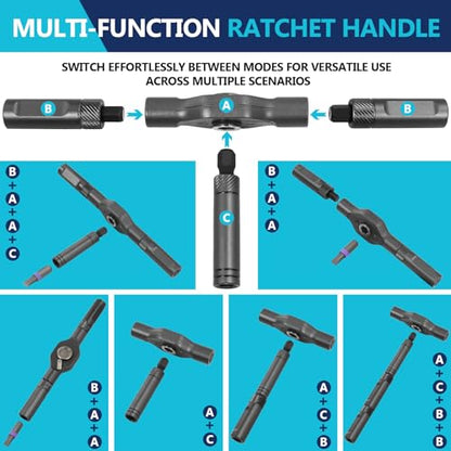 Doaho 24 in 1 Magnetic Ratchet Screwdriver Set,Mini Switchable Screwdriver Set with Detachable Ratchet Handle,Portable Repair Driver for Furniture Computer Bicycle Electronics Home Improvement