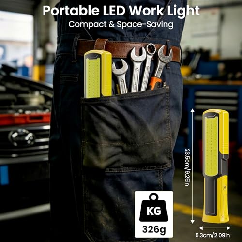 Magnetic Flashlight 6000mAh Rechargeable, LED Underhood Work Light 1 Pack | 5 Light Modes, 180° Rotating Base, Side Magnet, Hidden Hook, IP44 Waterproof,Car Mechanics, BBQ Grill, Gift for Dad, Men