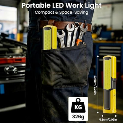 Magnetic Flashlight 6000mAh Rechargeable, LED Underhood Work Light 1 Pack | 5 Light Modes, 180° Rotating Base, Side Magnet, Hidden Hook, IP44 Waterproof,Car Mechanics, BBQ Grill, Gift for Dad, Men